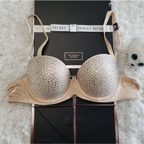 34A Victoria's Secret Rhinestones Beige Bra - Picture 9 of 13